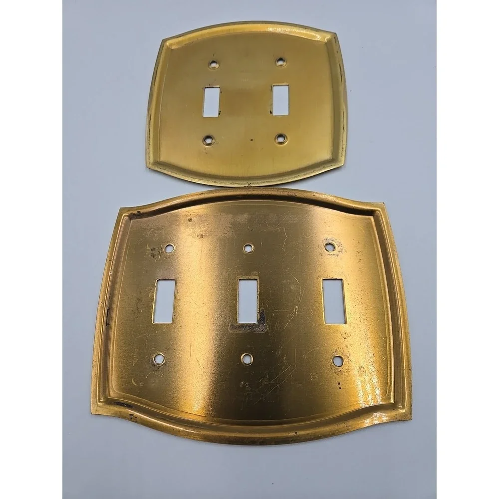 Vintage Blue Chip Solid Brass 3 & 2 Switch Plate Cover‎ Decorative Arched Design